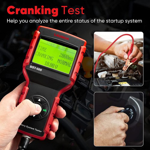 Launch BST-500 Car Battery Tester Works on a 6V -30V Lead-acid Batteries Support Battery/ Cranking/ Charging test Multi-Language