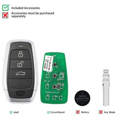 5pcs/lot AUTEL IKEYAT003BL Independent 3 Buttons Universal Key