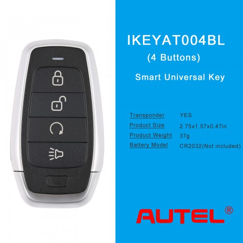 5pcs/lot AUTEL IKEYAT004BL 4 Buttons Universal Smart Key with Remote Start Button