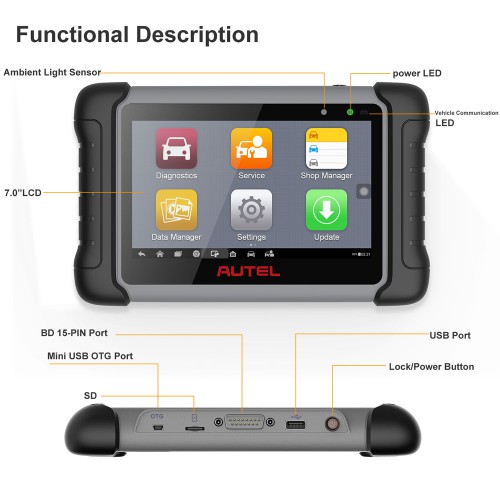 AUTEL MaxiPRO MP808 MP808S Professional OE-level with Bi-Directional Control OBDII Diagnostic Tool Key Coding