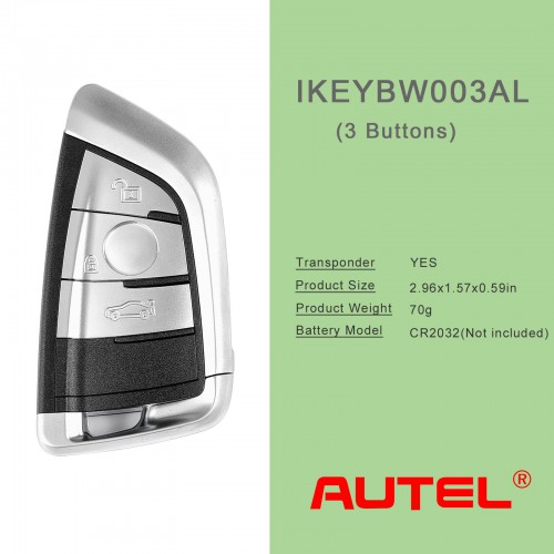 1Pc AUTEL IKEYBW003AL BMW 3 Buttons Smart Universal Key