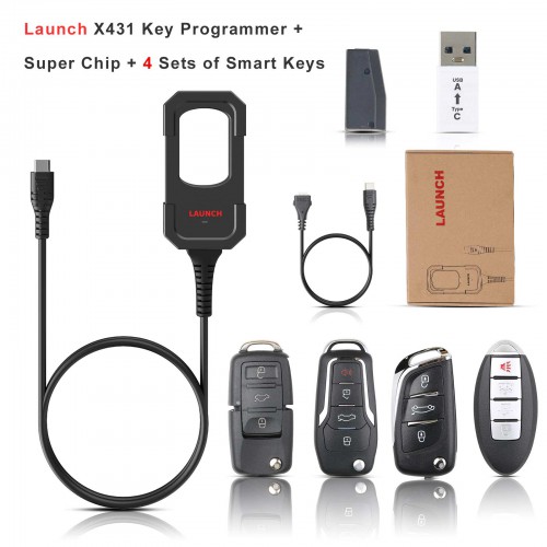 [UK/EU Ship] Launch X431 Key Programmer with Super Chip and 4 Sets of Smart Keys Work with x431 immo elite/immo plus/PAD VII/PAD V