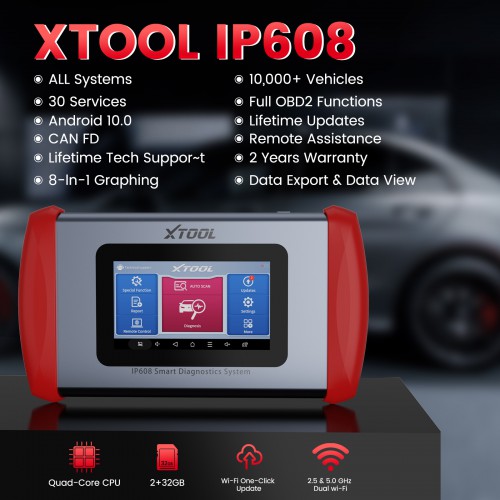 XTOOL Inplus IP608 OBD2 Scanner Full System Diagnostic Tool 30+Services Support CAN FD Lifetime Free Update