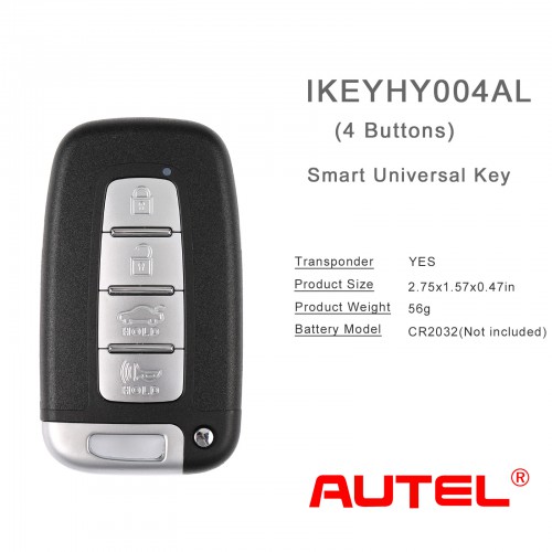 1pc AUTEL IKEYHY004AL Hyundai, 4 Buttons Smart Universal Key