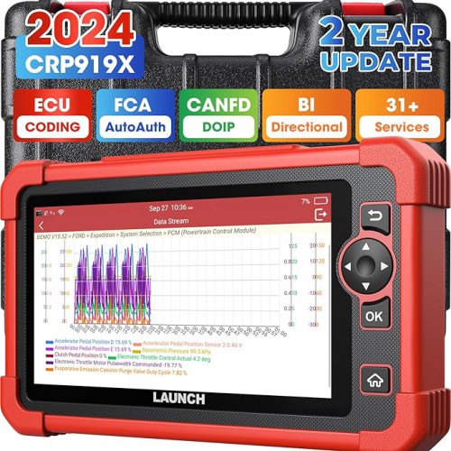 2024 Launch X431 CRP919X OBD2 Scanner Automotive Diagnostic Tools Support 31+ Service CANFD DOIP ECU Coding OBDII Professional Scan Tool