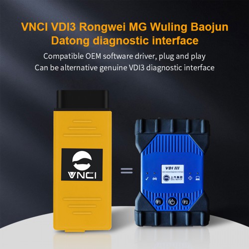 2024 VNCI VDI3 Rongwei MG Wuling Baojun Datong Diagnostic Interface Compatible with OEM Software Driver Plug and Play