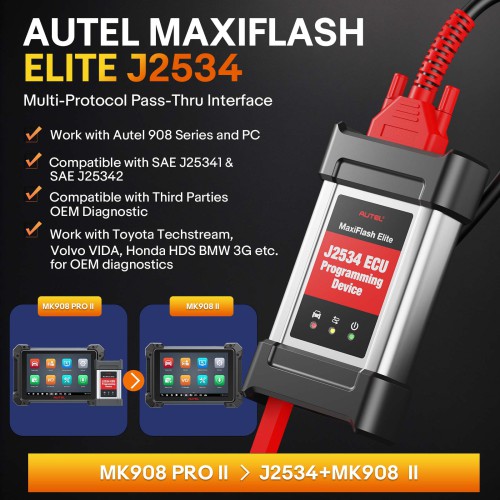 2024 Autel Maxicom MK908 Pro II Scanner J2534 Programming Tool ECU Program Coding 36+ Services Scan VIN and Pre&Post Scan Get Free MV108S