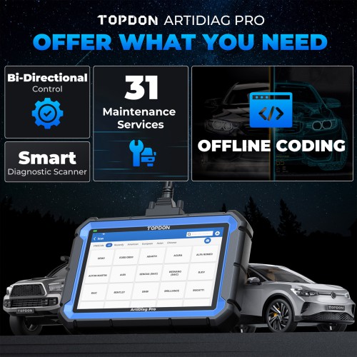 TOPDON ArtiDiag Pro Mid-level Full System Diagnostic Tool Bi-Directional Control 31 Maintenance Services CU Coding