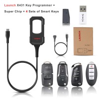 Launch X431 Key Programmer with Super Chip and 4 Sets of Smart Keys Work with x431 Immo Elite/immo plus/PAD VII/PAD V/PRO3S+ V5.0/CRP919E BT/CRP919XBT