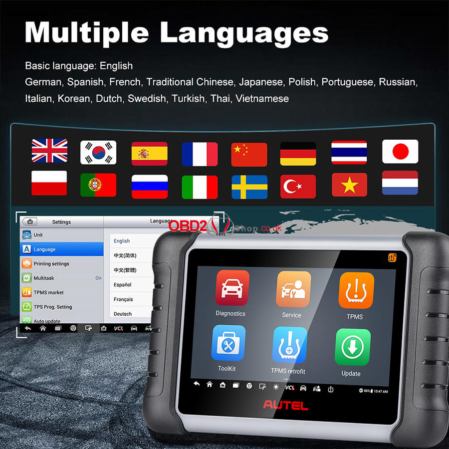 autel maxipro mp808z-ts language supported