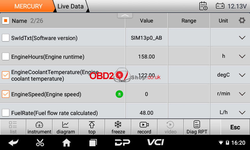 obdstar iscan mercury function display on tablet 05
