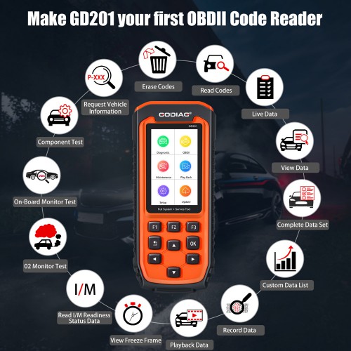 [UK Ship] GODIAG GD201 Full System Handheld Scanner with 29 Service Reset Functions Free Update Lifetime