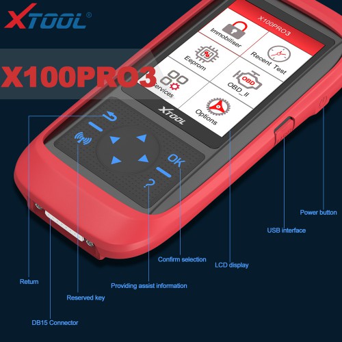 Professional XTOOL X100 Pro3 Auto Key Progarmmer Add EPB ABS TPS Reset Functions Free Update Lifetime