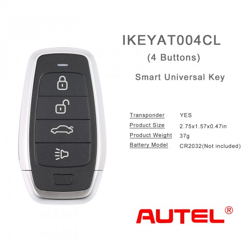 5pcs/lot AUTEL IKEYAT004CL AUTEL Independent, 4 Buttons Smart Universal Key