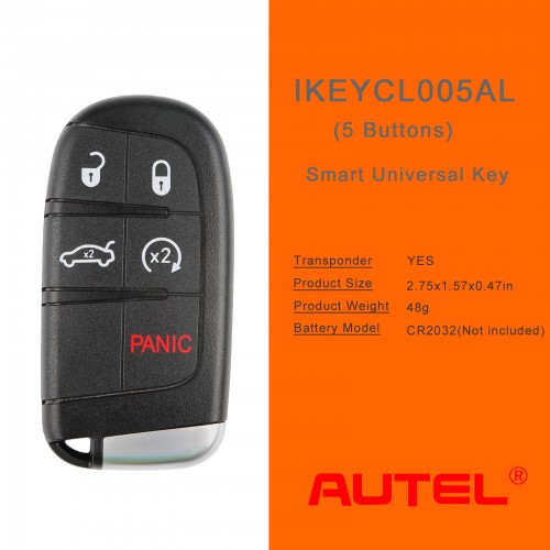 5pcs/lot AUTEL IKEYCL005AL 5 Buttons Smart Universal Key for Chrysler