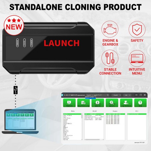 Launch X-431 ECU & TCU Programmer Standalone Cloning with Gearbox Clone Adapters Kit