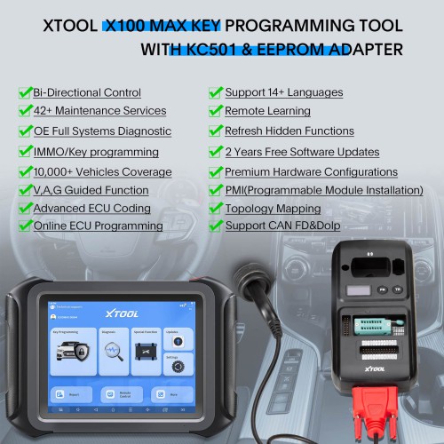 XTOOL X100 MAX Key Programmer with KC501 Support 42+ Reset ECU Programming Topology Mapping CAN FD Update Version of X100 PAD3/IK618