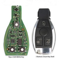 10pcs/lot Original CGDI MB Be Key with Smart Key Shell 3 Button for Mercedes Benz Get 10 Free Tokens