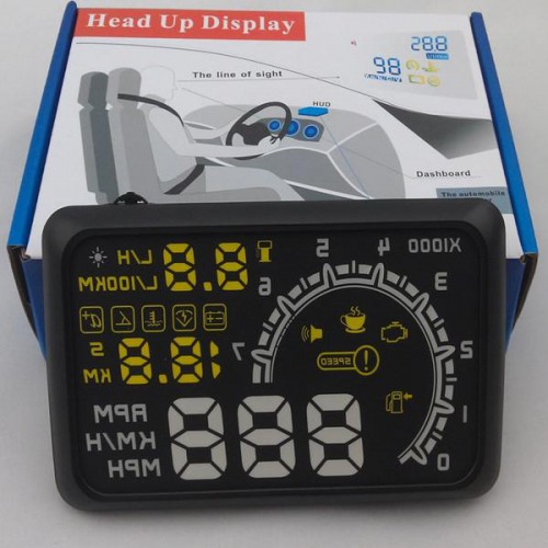 Car HUD Showing OBD Insert Head Up Display KM/h & MPH Speeding Warning OBD2 System W02