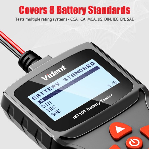Vident iBT100 Battery Analyzer for 12V regular flooded/ AGM flat plate/ AGM spiral/ GEL batteries supports Multi-Language
