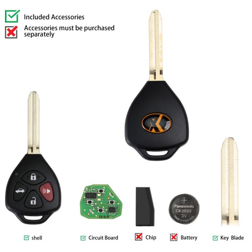 5pcs/lot XHORSE XKTO02EN Wired Universal Remote Key Toyota Style Flat 4 Buttons for VVDI VVDI2 Key Tool English Version