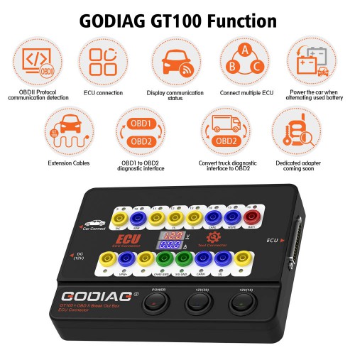 [UK/EU Ship] GODIAG GT100+ GT100 Pro OBDII Breakout Box ECU Bench Connector with Electronic Current Display