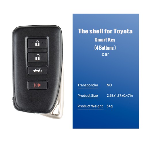 5pcs/lot Toyota Lexus SUV XM Smart Key Shell 1824 Type 4 Buttons with logo For XM Key