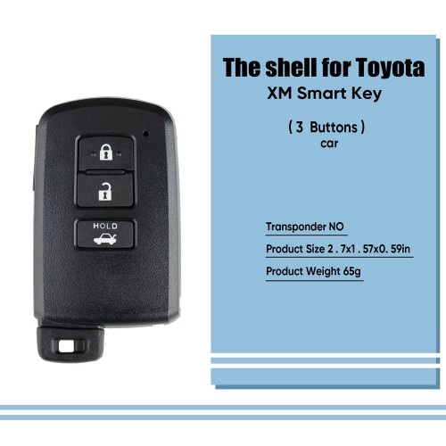 5pcs/lot Key Shell for Toyota XM Smart Key 1744 Type 3 Buttons Black