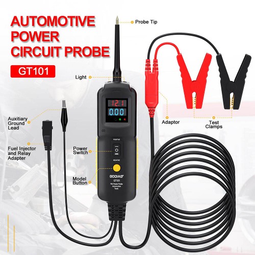 UK/EU Ship Godiag GT101 PIRT Power Probe DC 6-40V Vehicle Electrical System Diagnosis/ Fuel Injector Cleaning Testing/ Current Detection/Relay Testing