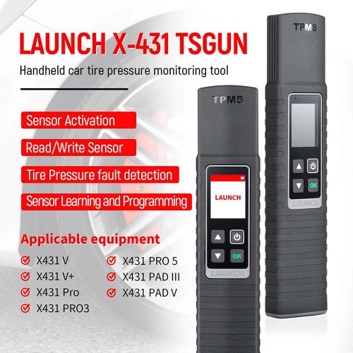Launch X-431 TSGUN Pro TPMS Tire Pressure Detector Handheld Program Diagnostic Tool plus 4pcs Launch LTR-01 RF Sensor 315MHz & 433MHz TPMS Sensor Tool