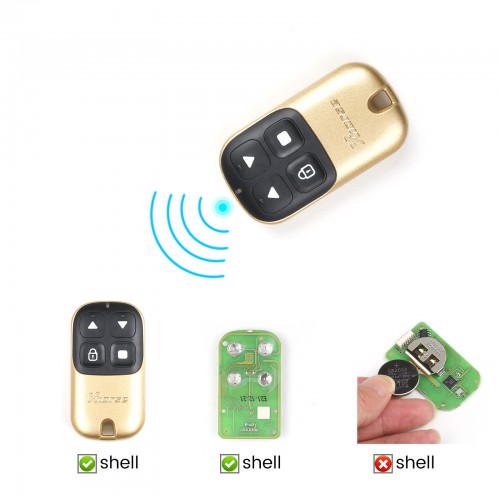 5pcs/lot Xhorse XKXH05EN Wire Remote Key Garage 4 Buttons Golden