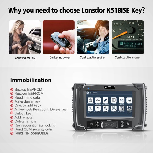 Lonsdor K518ISE K518 Key Programmer for All Makes Supports VW 4th 5th IMMO BMW FEM/BDC Toyota H Chip Free  LT20-04NJ 8A+4D Smart Key PCB