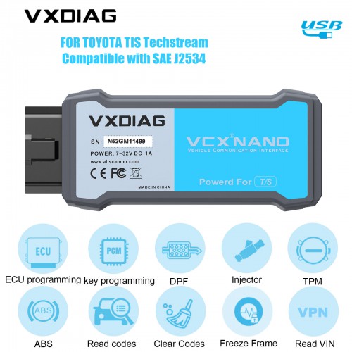 [UK/EU Ship] VXDIAG VCX NANO for T-O-Y-O-T-A TIS Techstream V12.10.019 Compatible with SAE J2534