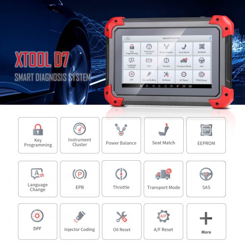 [UK/EU Ship] Xtool D7 Bi-Directional Scan Tool Supports OE Level All Systems Diagnostics 36+ Maintenance Functions 85+ Car Brands
