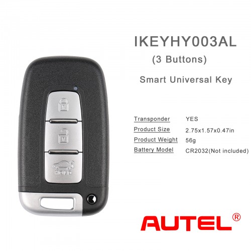 10pcs/lot AUTEL IKEYHY003AL Hyundai 3 Buttons Smart Universal Key