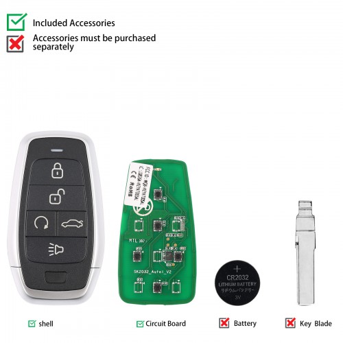 10pcs/lot AUTEL IKEYAT005BL AUTEL Independent, 5 Buttons Smart Universal Key