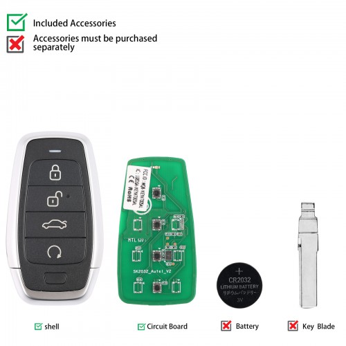 10pcs/lot AUTEL IKEYAT004EL AUTEL Independent, 4 Buttons Smart Universal Key