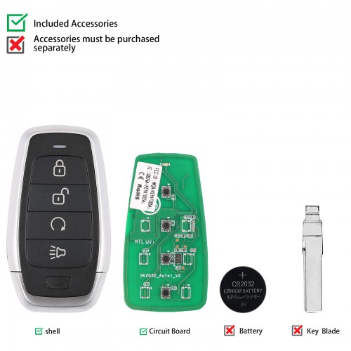 10pcs/lot AUTEL IKEYAT004BL 4 Buttons Universal Smart Key with Remote Start Button