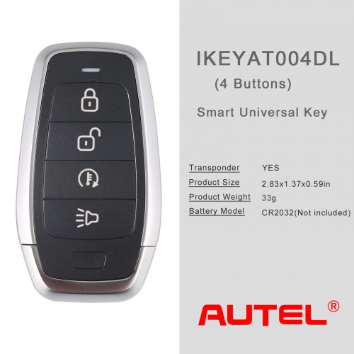 10pcs/lot AUTEL IKEYAT004DL Independent 4 Button Universal Smart Key - Remote Start or A/C