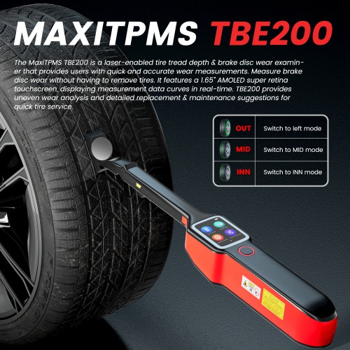 Autel MaxiTPMS TBE200E Tread Depth Measurement & Brake Disc Wear Analysis Compatible With ITS600E
