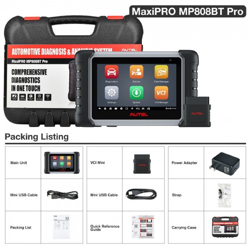 Autel MaxiPRO MP808BT PRO Automotive All Systems Diagnostic Scanner Supports 30+ Service Upgraded Version of MP808/MP808K