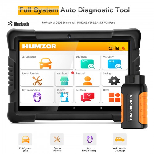 [EU Ship] Humzor NexzDAS Pro Full-system Code Reader with 9.6 inch Tablet support IMMO/ ABS/ EPB/ SAS/ DPF/ Oil Reset
