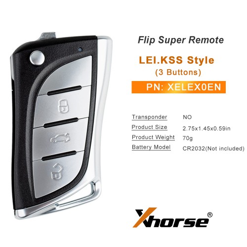 5Pcs/Lot Xhorse XELEX0EN Super Remote Key Toyota/Lexus Flip 3 Buttons Built-in Super Chip