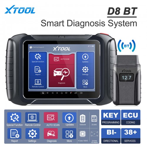 [No Tax] XTOOL D8BT Full System Diagnostic Tool Active Test With 38 Service Functions ECU Coding Support CAN FD