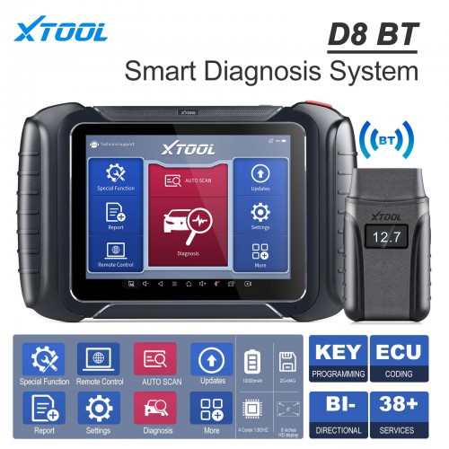 [No Tax] XTOOL D8 BT Automotive OE All Systems Diagnostic Scanner ECU Coding 30+Service Functions Bi-Directional Control