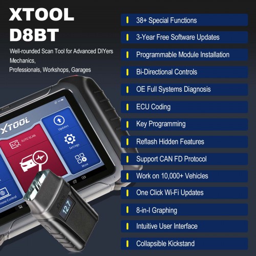 [No Tax] XTOOL D8 BT Automotive OE All Systems Diagnostic Scanner ECU Coding 30+Service Functions Bi-Directional Control