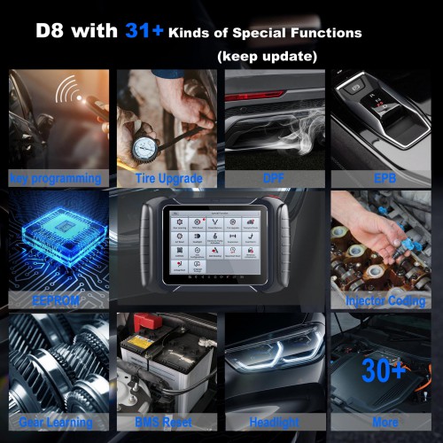 Xtool D8 Professional Automotive Scan Tool Supports 31+ Services/ ECU coding/ Bi-directional control/ OE Diagnostics 3 Years Free Update