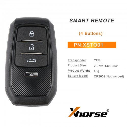 [UK/EU Ship] Xhorse XSTO01EN TOY.T Smart Key with Shell for Toyota XM38 Support 4D 8A 4A All in One 5pcs/lot