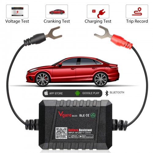 [UK Ship] Vgate Battery Assistant BlueTooth 4.0 Wireless 6~20V Automotive Battery Load Tester for Android & iOS