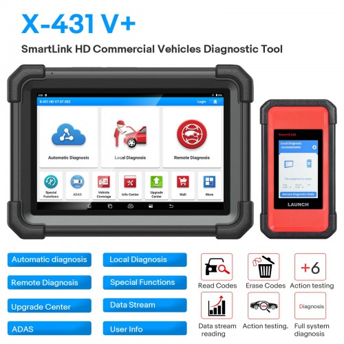 2024 New Launch X431 V+ SmartLink HD Heavy Duty Truck Diagnostic Tool for 12V 24V Trucks ( Update of Launch X431 V+ and HDIII module)